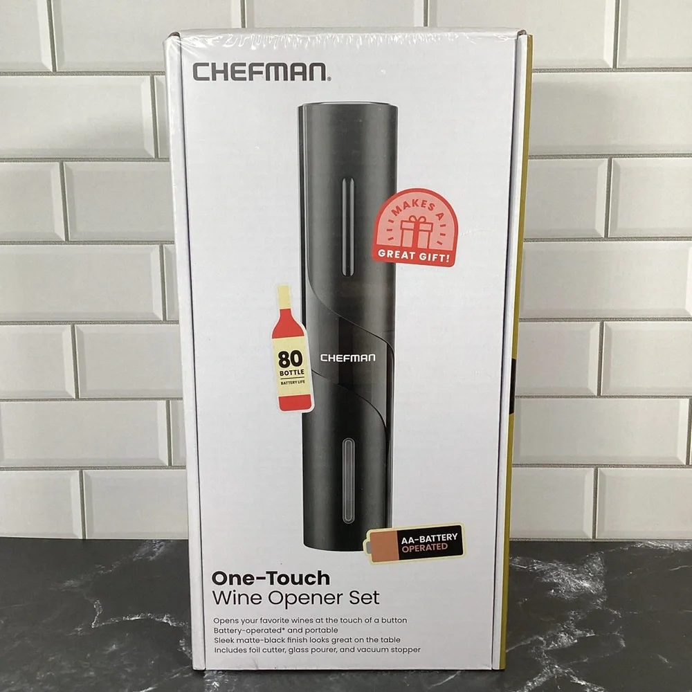 New Unopened Chefman One-Touch Wine Opener 4 Piece Set